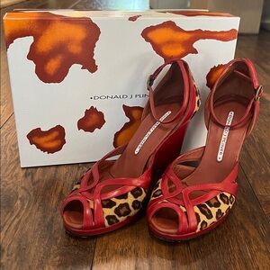 Donald J. Pliner Red and Leopard Heels